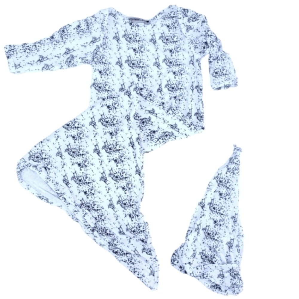 Spearmint Love 2 Piece Knot Sleeping Gown & Hat Set White 0-3 Months Bamboo